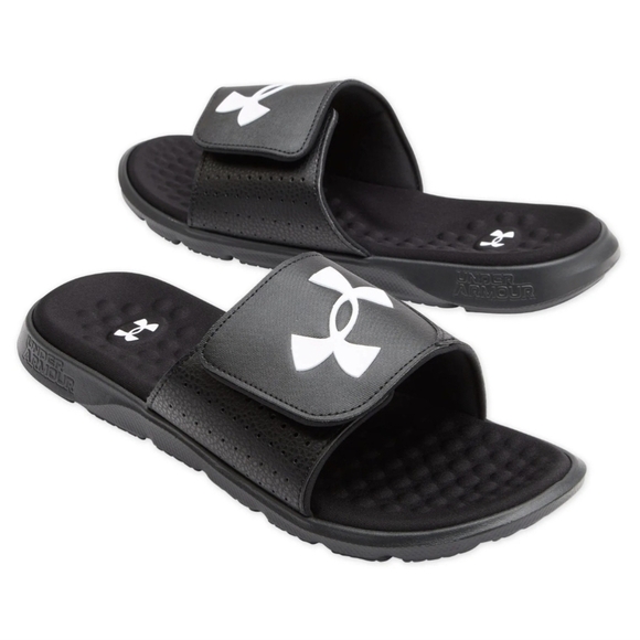 Under Armour Ignite 7 Pro Slides Black/White Mens Size 17 - Picture 1 of 6